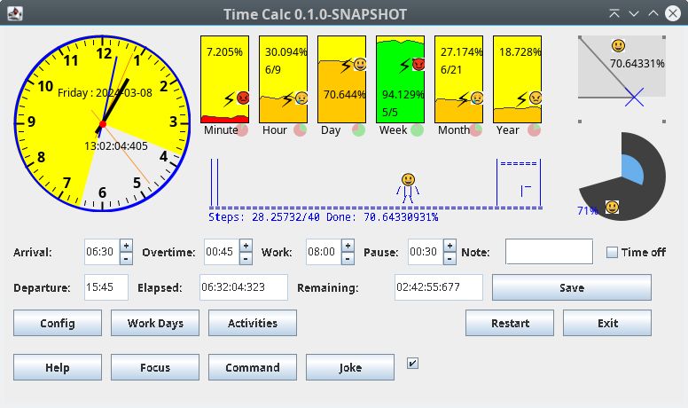 Screenshot of application "Time Calc"